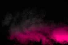 Pink Smoke Isolated On Black Background