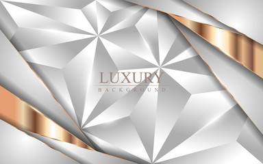 Canvas Print - Luxury abstract white mosaic background with golden lines. Vector illustration