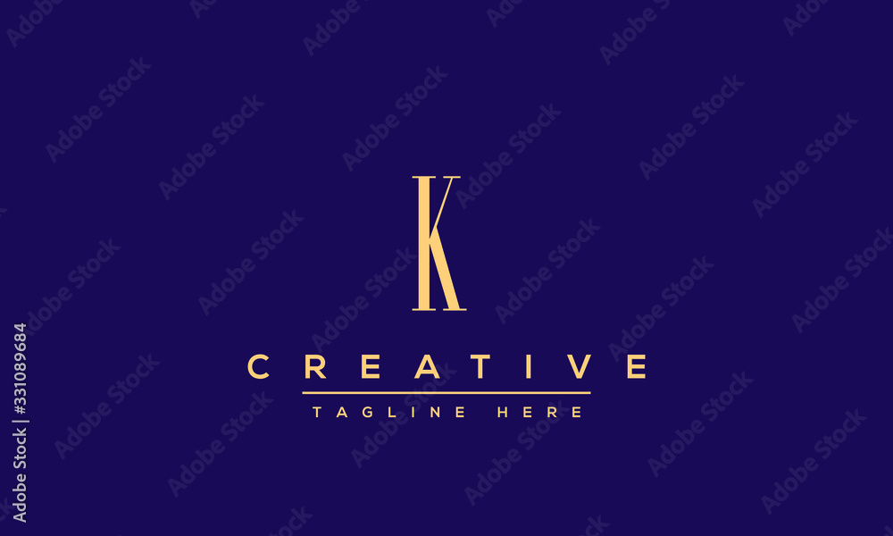 Abstract Monogram letter K Logo design concept. Minimalist k kk ...