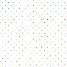 Seamless Polka Dot Pattern. Orange And Blue Dots In Random Sizes On White Background. Vector Illustration