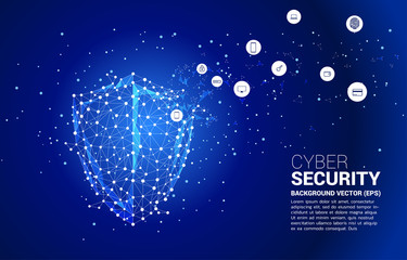 Poster - Protection shield icon from dot connect line polygon network. concept of guard security and safety