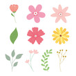 happy mothers day, flower branch leaf ribbon icons