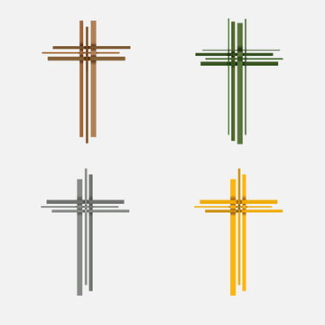 A set of wooden cross using bamboo And the paper weaves together in alternating order. Can be used in Easter And used to make the logo of the Christian cross.