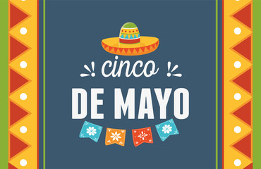 cinco de mayo hat pennants decoration mexican celebration card