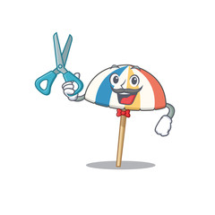 Sticker - Cool Barber beach umbrella mascot design style