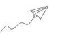 Paper plane drawing vector, continuous single one line art style isolated on white background. Minimalism hand drawn style.