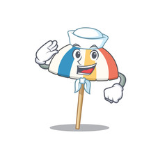 Sticker - Cute beach umbrella Sailor cartoon character wearing white hat