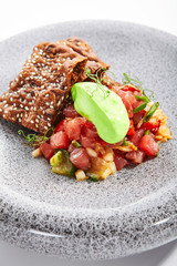 Wall Mural - Tuna tartare closeup view