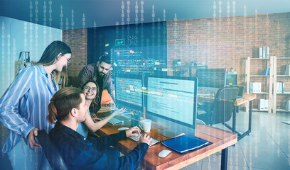 team of programmers working in office