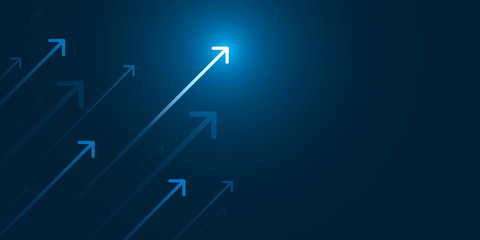 light up arrow dark blue background business growth competition concept