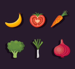 Sticker - set of healthy and fresh vegetables vector illustration design