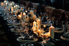 Festive Table Setting Candles For Wedding Party
