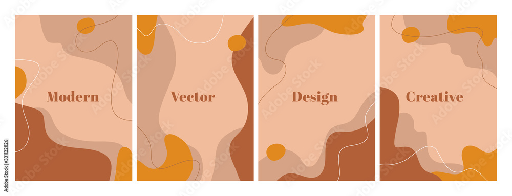 Fashion set of modern design template with abstract organic shapes. Contemporary background for beauty presentation, flyer, banner, poster and branding design. A4 format. Vector illustration - obrazy, fototapety, plakaty 