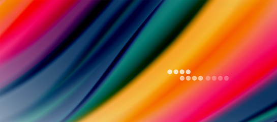 Wave lines abstract background, smooth silk design with rainbow style colors. Liquid fluid color waves. Vector Illustration