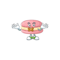 Canvas Print - Strawberry macarons cartoon character design concept showing silent gesture