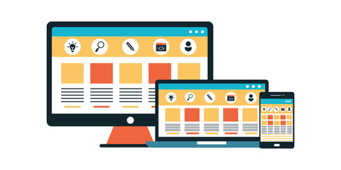 Responsive web design in modern flat vector style concept