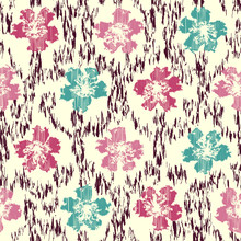 Seamless Abstract Ikat Pattern With The Image Of Floral Ornament.
