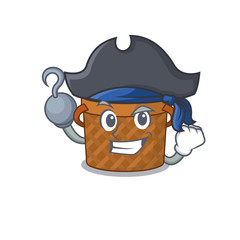 Sticker - Cool apple Basket in one hand Pirate cartoon design style with hat