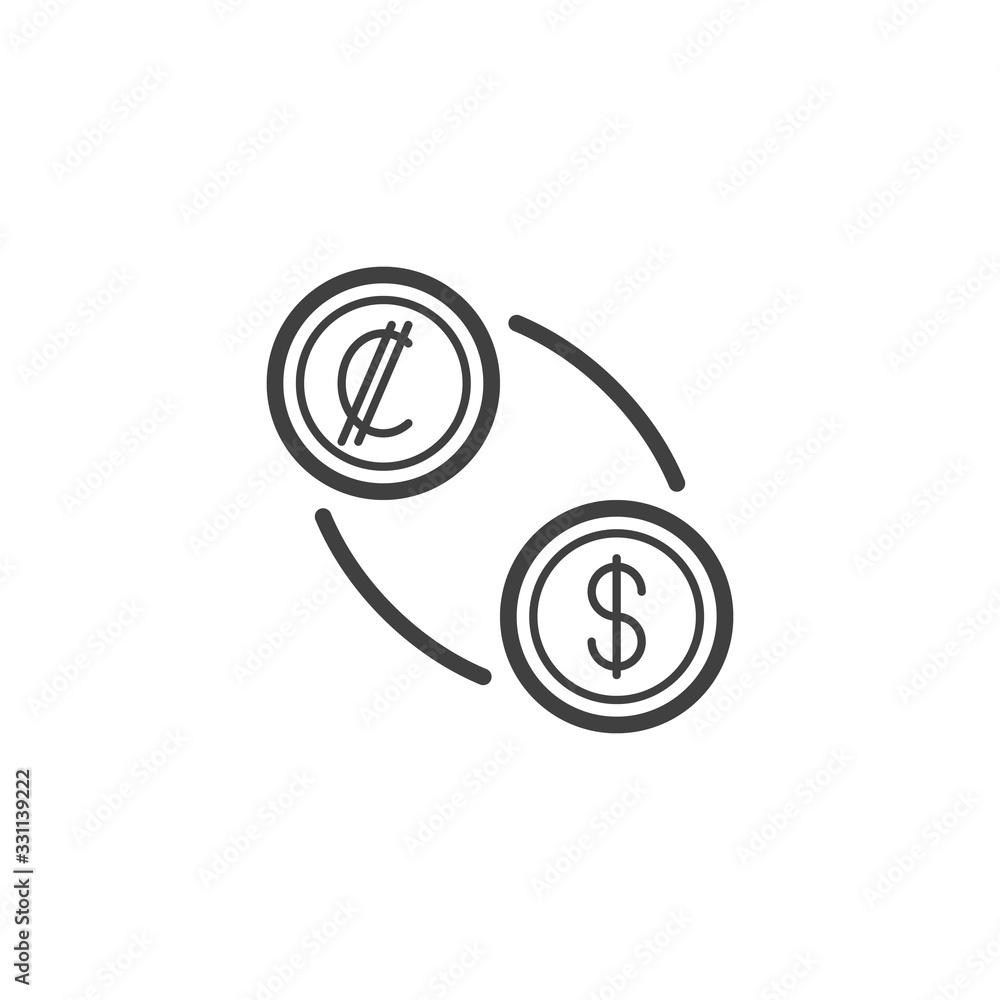 Colon and dollar exchange line icon. linear style sign for mobile