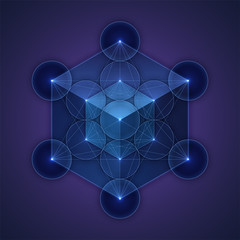 Wall Mural - Metatron cube, sacred geometry symbol. Vector illustration.