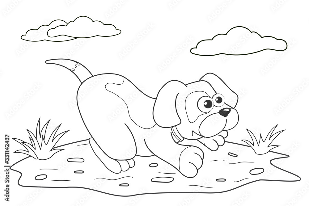 Coloring page outline of cartoon dog. Page for coloring book of funny ...