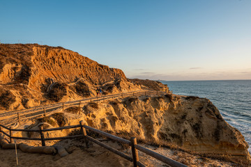 Beautiful sunset at Torrey Pines beach trail, San Diego, California