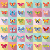 Fototapeta Motyle - Butterfly icons set. Flat set of butterfly vector icons for web design