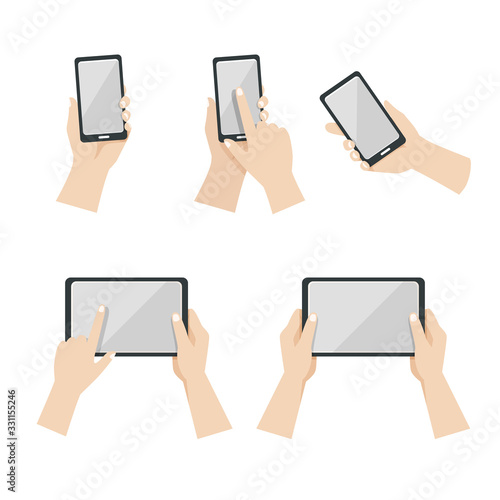 スマホ タブレットを持つ手のイラスト Vector De Stock Adobe Stock
