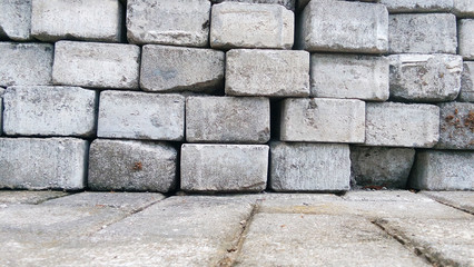 stack of paving stone on construction site