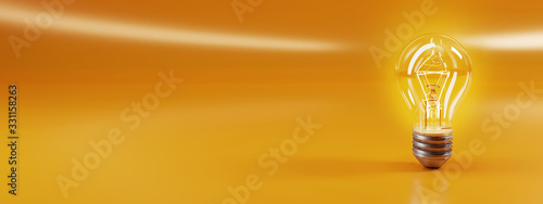 Photographie bulb on a yellow background. 3D rendering.