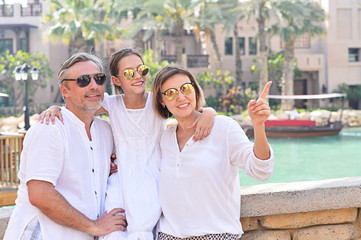 Sticker - Portrait of happy family posing in city