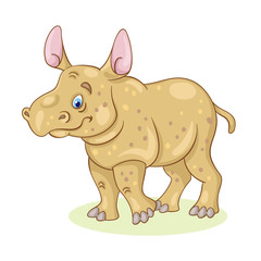 Sticker - Cute little rhino. In cartoon style. Isolated on white background. Vector illustration.