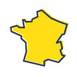 © ink drop - Stylized simple yellow outline map of France
