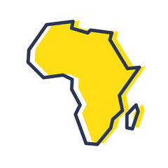 Wall Mural - Stylized simple yellow outline map of Africa