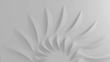 Modern Abstract Parametric Three-dimensional Background Of A Set Of Wavy Swirling White Three-dimensional Petals Converging In A Cent. 3D Illustration