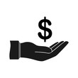 © great_kit - hand and money icon. vector illustration arm and dollar on white background.