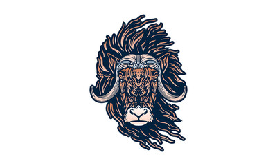 Wall Mural - muskox isolated