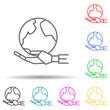 © rashadaliyev - Robot hand globe concept line multi color set icon. Simple thin line, outline of robo icons for ui and ux, website or mobile application