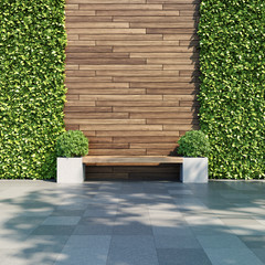 Sticker - Decorative wooden wall with gardening