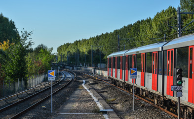 Metro train at downtown in Amsterdam