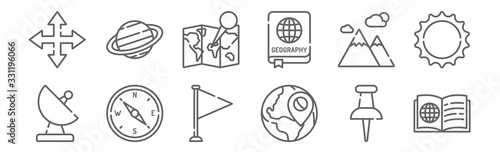 Fotografía set of 12 geography icons