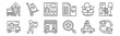 set of 12 removals icons. outline thin line icons such as moving, magnifying glass, box, packing, street map, trolley