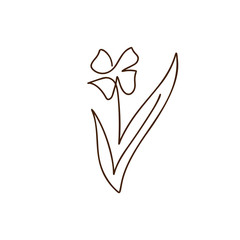 Wall Mural - Flower vector one line art logo. Minimalist contour drawing monoline. Continuous line artwork for banner, book design, web illustration