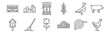 set of 12 agriculture icons. outline thin line icons such as chicken, hay bale, shovel, duck, well, farm