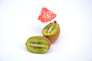 slice of juicy tasty and healthy ripe kiwi.Adventure travel trip concept. 