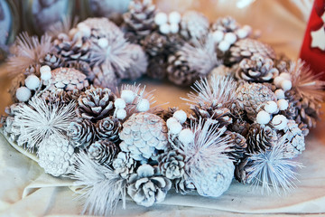 Sticker - Stall with Christmas wreath at Christmas Market in Vilnius Advent