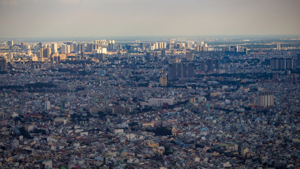 Aerial view of Ho chi minh city cityscape, Vietnam