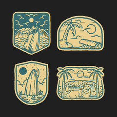 summer beach sea surf badge patch pin graphic illustration vector art t-shirt design