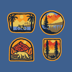 bicycle nature polar bear nature wild badge patch pin graphic illustration vector art t-shirt design
