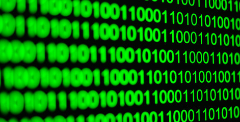 binary code digital numbers.technology and digital green background.